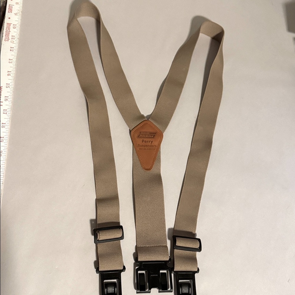 Dickies Perry Suspenders Mens OS beige adjustable Casual Stretch No metal